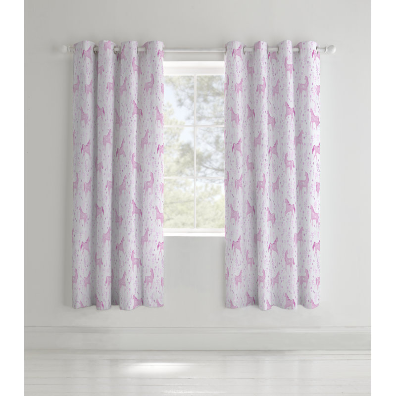 Catherine Lansfield Folk Unicorn Easy Care Eyelet Curtains & Reviews
